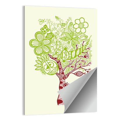 Surreal Tree with Sun Face Wall Art