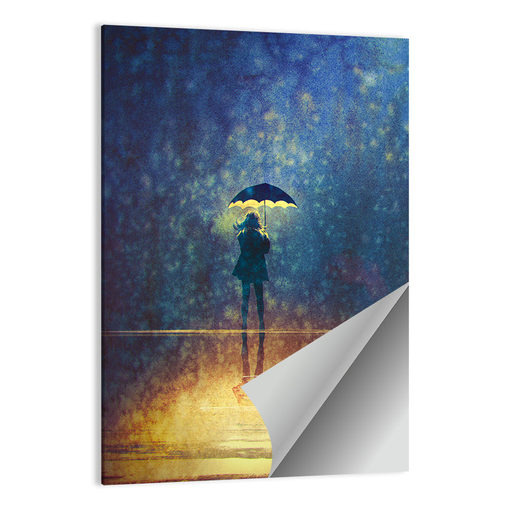 Woman Under Glowing Umbrella Wall Art