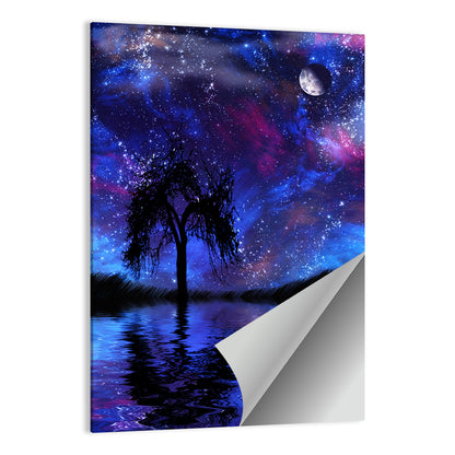 Moonlit Nebula Lake Wall Art