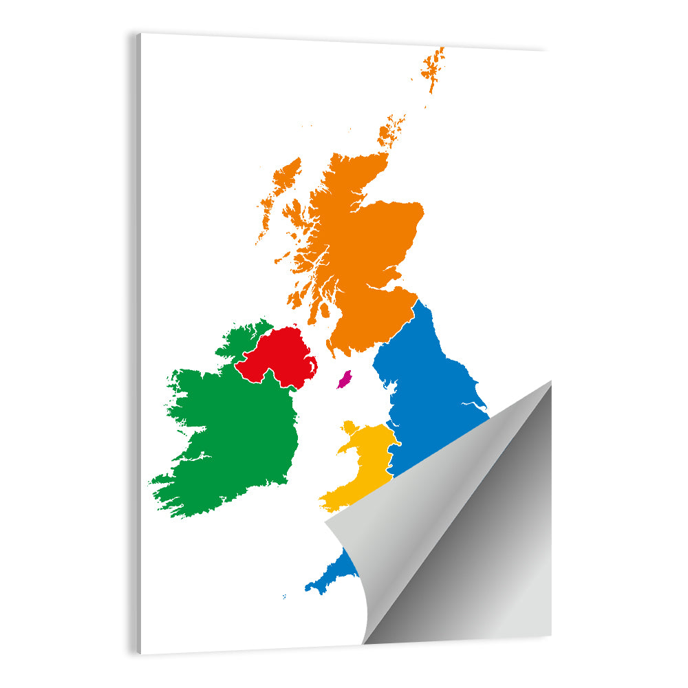 British Isles Multicolor Map Wall Art