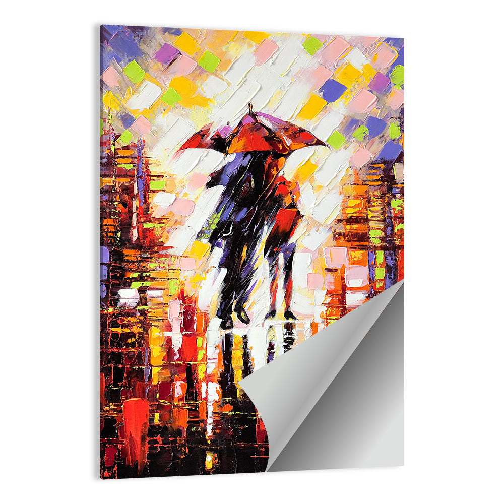 Couple Under Red Umbrella Wall Art