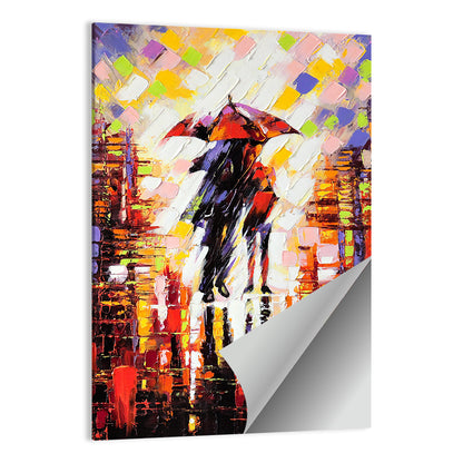 Couple Under Red Umbrella Wall Art