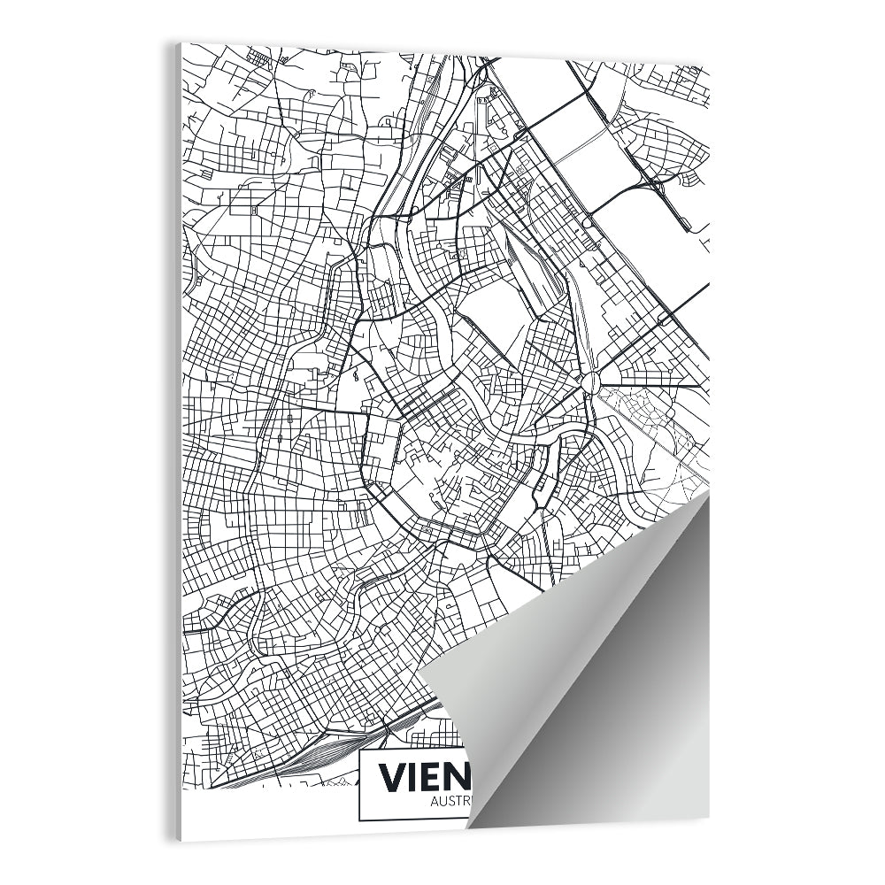 Vienna City Map Wall Art