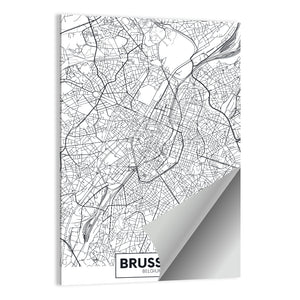 Brussels City Map Wall Art