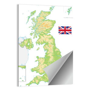 United Kingdom Physical Map Wall Art