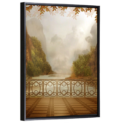 Misty Balcony Over Lake Wall Art
