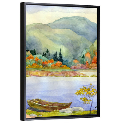 Old Rowboat on Autumn Lake Wall Art