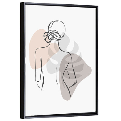 Continuous Line Woman with Monstera Leaf Wall Art