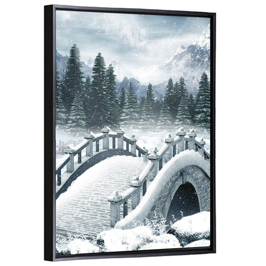 Frozen Lake with Stone Bridge Wall Art