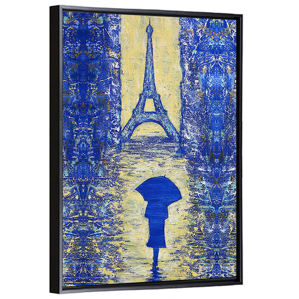 Woman Walking to the Eiffel Tower Wall Art