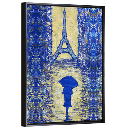 Woman Walking to the Eiffel Tower Wall Art