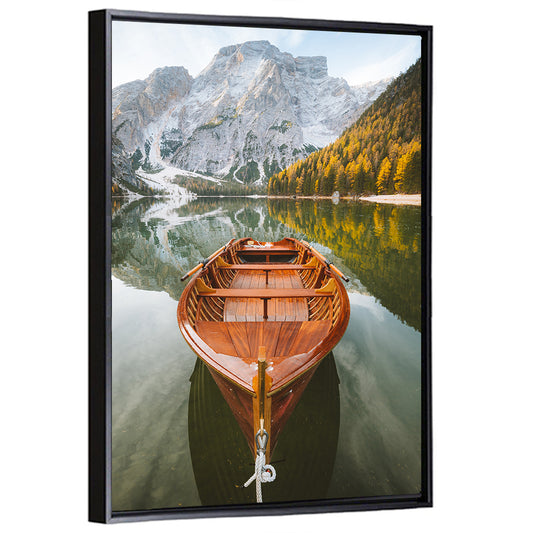 Rowing Boat At Lago di Braies Italy Wall Art
