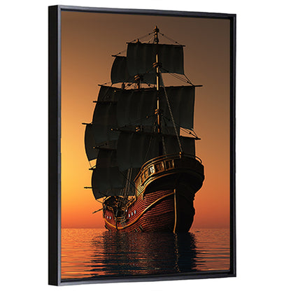 Sailing Ship at Golden Sunset Wall Art