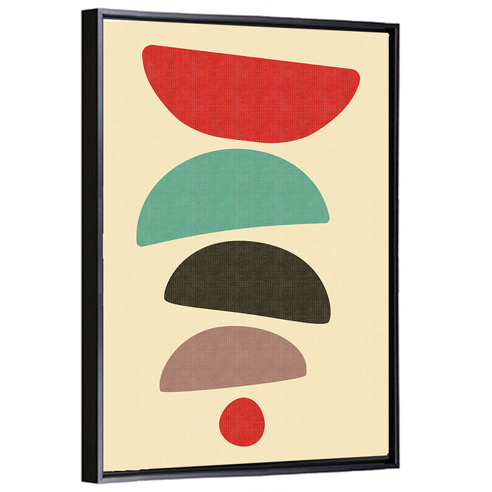 Mid Century Semicircle Stack Wall Art as a framed canvas