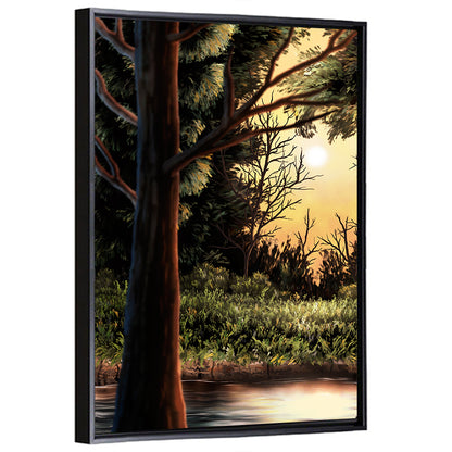 Warm Lake In Woods Wall Art