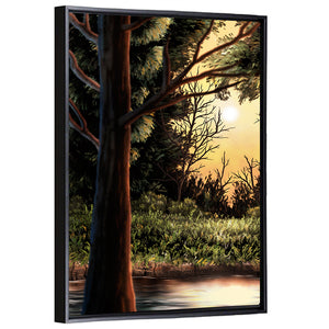 Warm Lake In Woods Wall Art