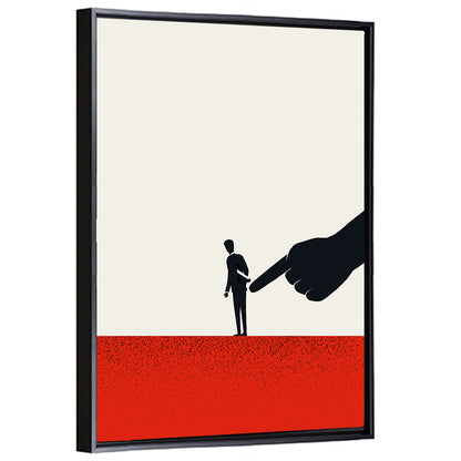 Giant Hand Pointing at Man Wall Art