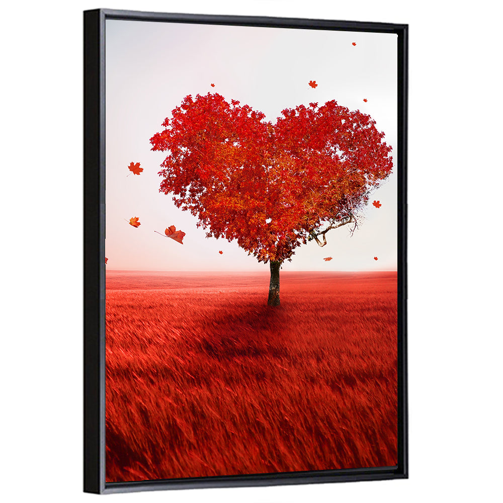 Heart-shaped Tree in Red Field Wall Art