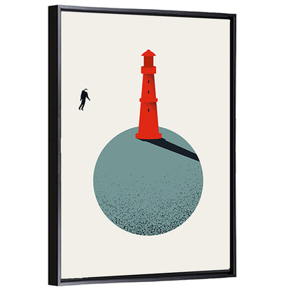 Red Lighthouse on Planet Wall Art