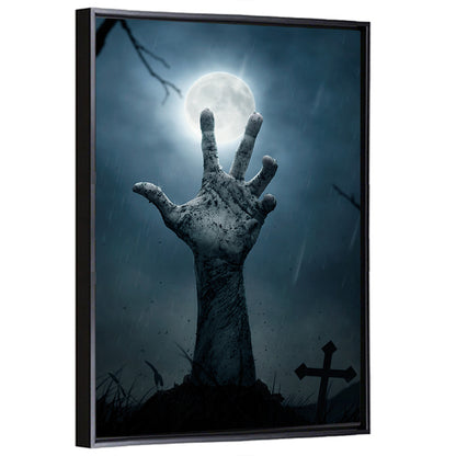 Rising Zombie Hand Under Moonlight Wall Art