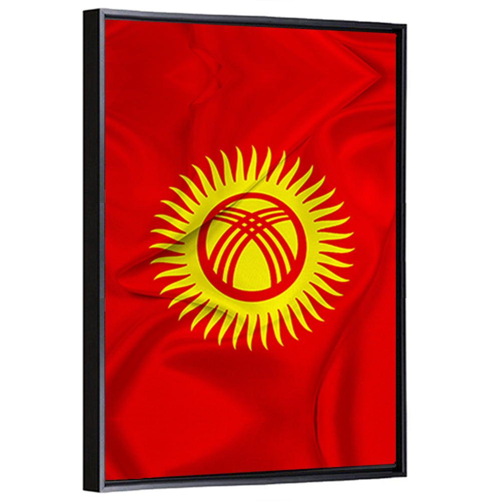 Kyrgyzstan Flag with Tunduk Emblem Canvas Wall Art