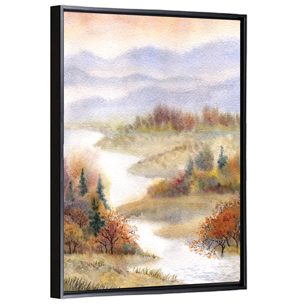 Autumn River Landscape Wall Art