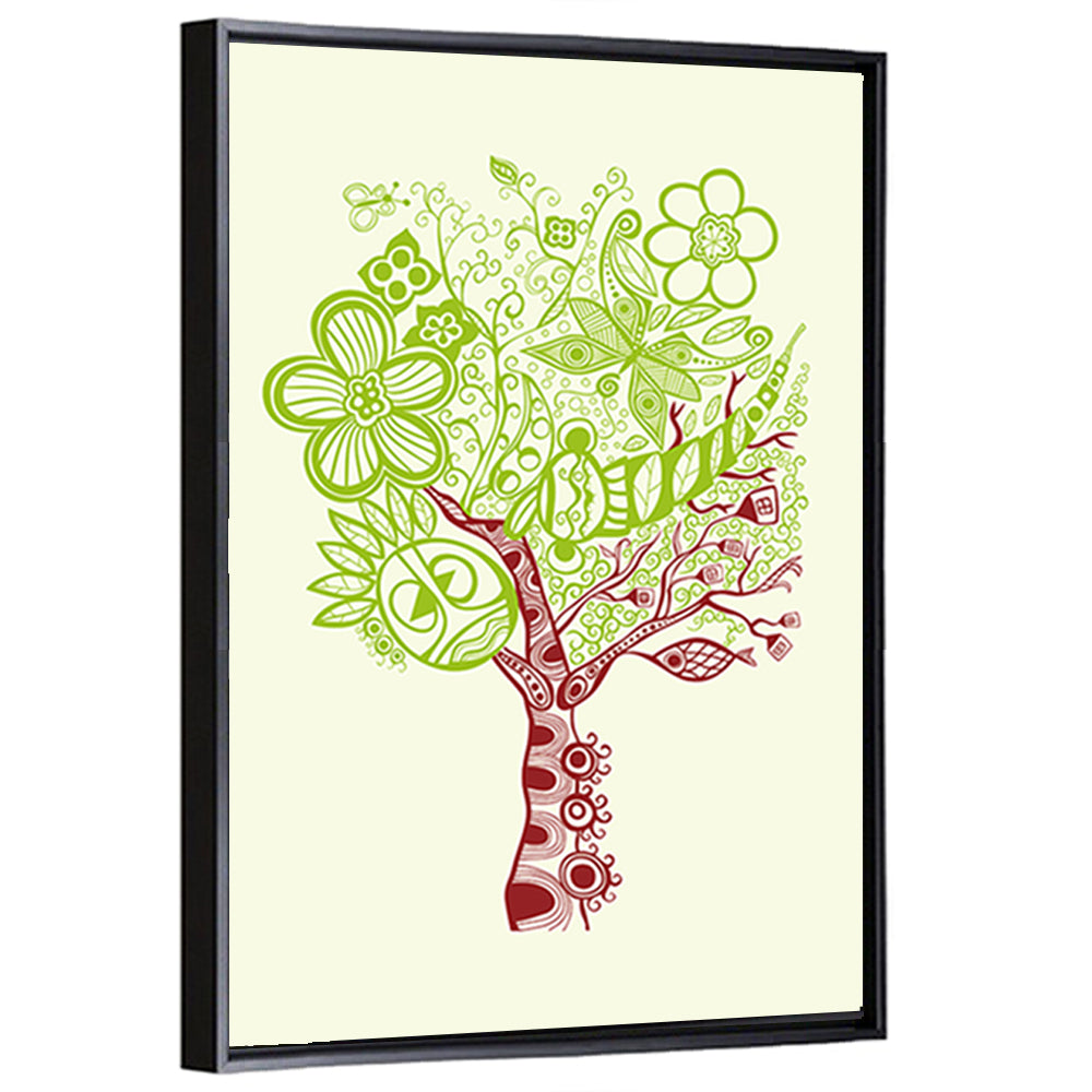 Surreal Tree with Sun Face Wall Art