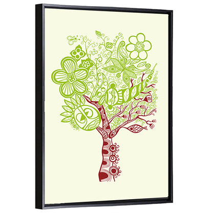 Surreal Tree with Sun Face Wall Art