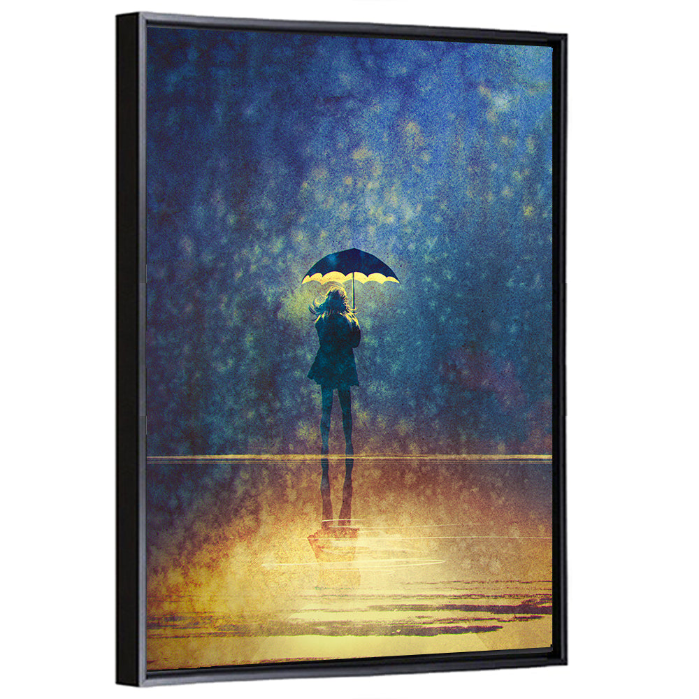 Woman Under Glowing Umbrella Wall Art