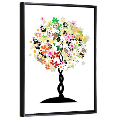 Braided Trunk Floral Tree Illustration Wall Art