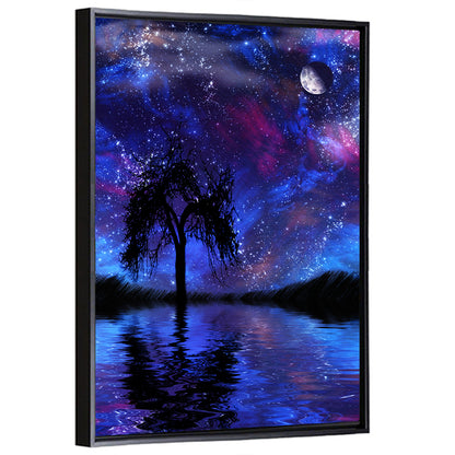 Moonlit Nebula Lake Wall Art