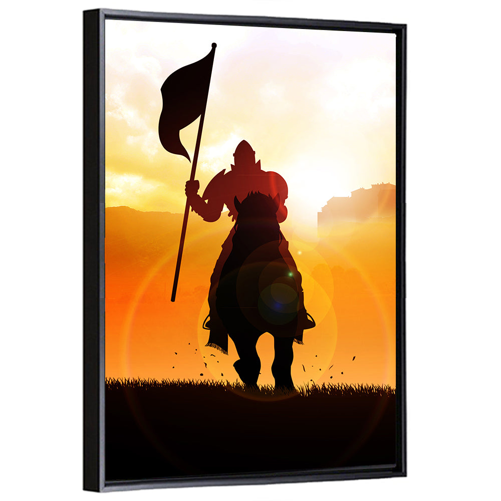 Knight Silhouette at Sunset Wall Art