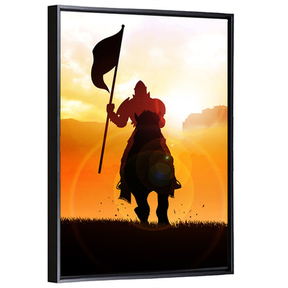 Knight Silhouette at Sunset Wall Art