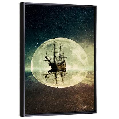 Moonlit Floating Ship Wall Art