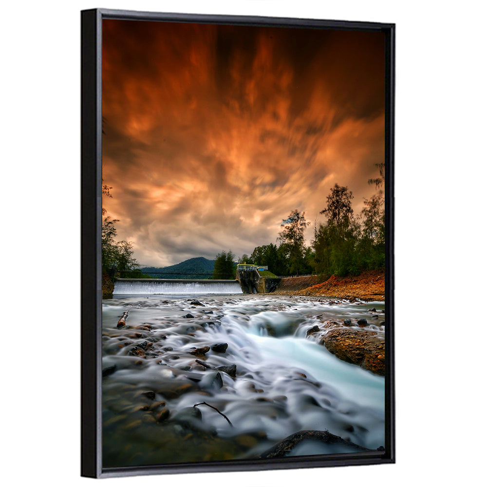 Mentawa Dam at Dusk Wall Art