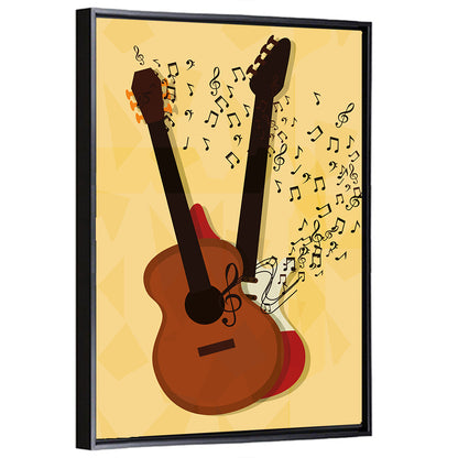 Twin Neck Guitar Illustration Wall Art