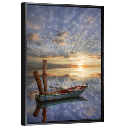 Lonely Boat at Sunset Wall Art