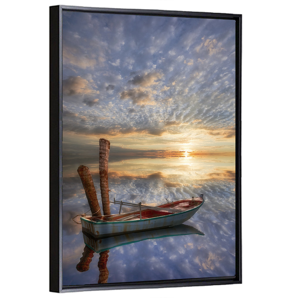 Weathered Rowboat at Sunset Wall Art