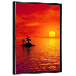 Small Island With Coconut Trees Sunset Wall Art