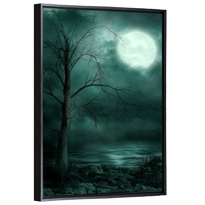 Moonlit Gothic Shore Wall Art as a framed canvas