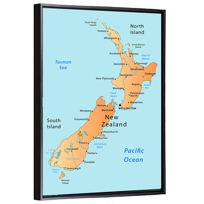 New Zealand Cartographic Map Wall Art