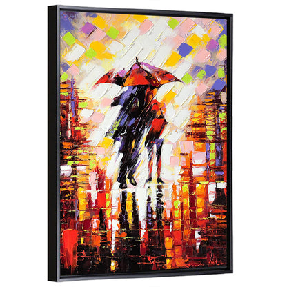 Couple Under Red Umbrella Wall Art