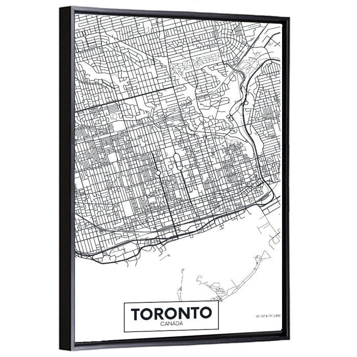 Toronto Street Grid Map Wall Art as a framed canvas
