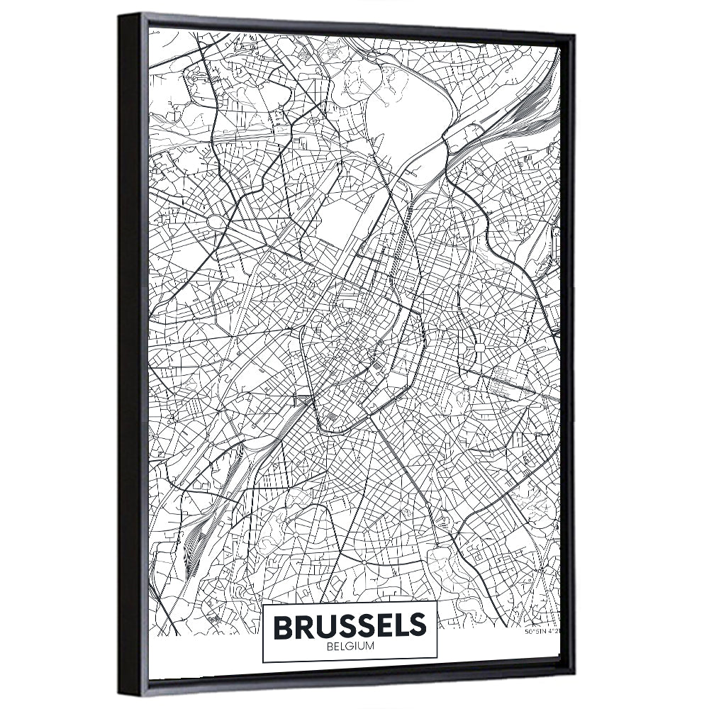 Brussels City Map Wall Art