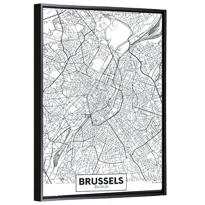 Brussels City Map Wall Art