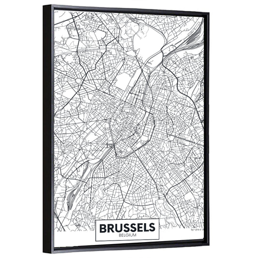 Brussels City Map Wall Art