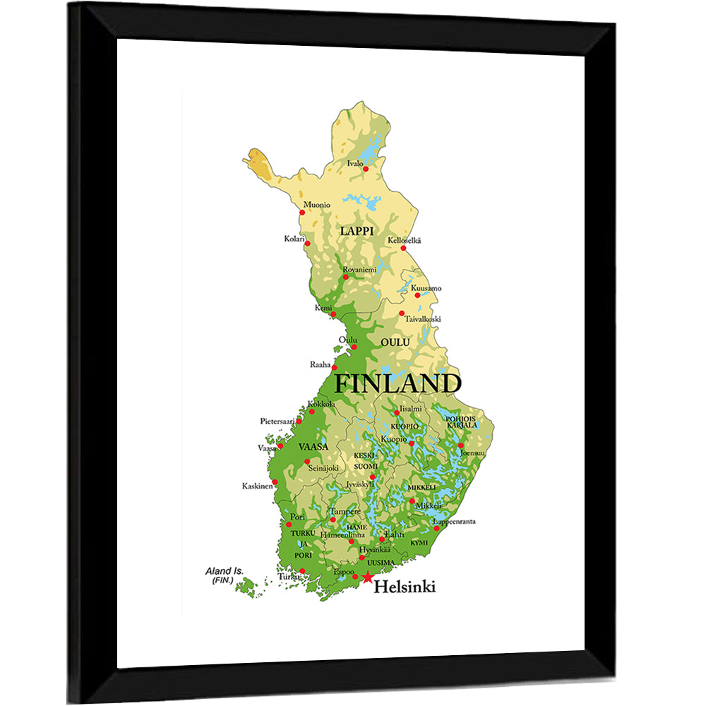 Finland Relief Map Wall Art