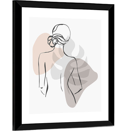 Continuous Line Woman with Monstera Leaf Wall Art