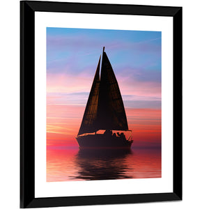 Sailing At Sunset On The Ocean Wall Art