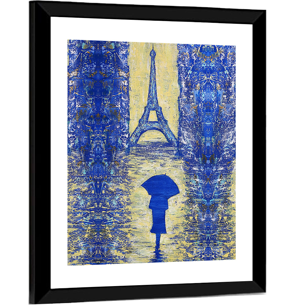 Woman Walking to the Eiffel Tower Wall Art